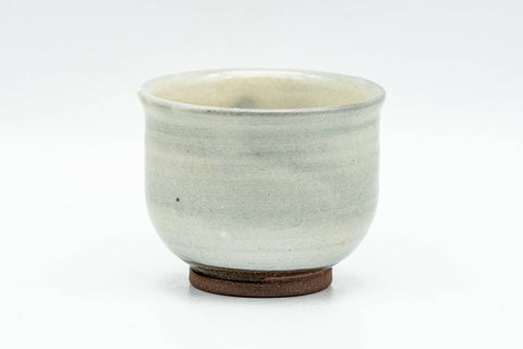 Japanese Teacup - Floral Grey Glazed Guinomi - 50ml - side view of the grey-glazed cup