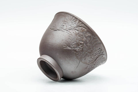 Japanese Teacups - Set of 5 Floral Engraved Banko-yaki Yunomi - 70ml - Tezumi