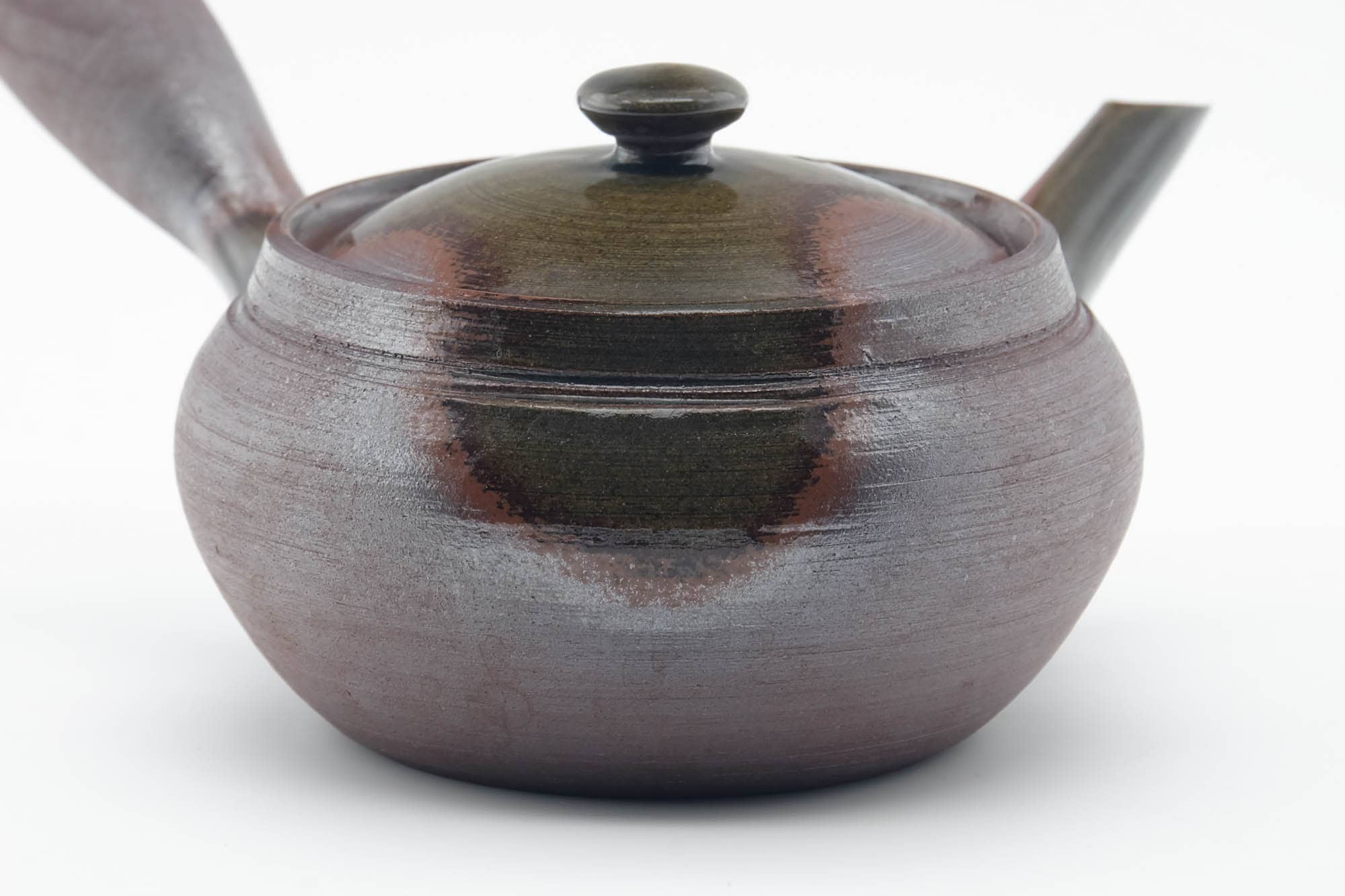 Japanese Kyusu - Ash Green Glazed Purple Banko-yaki Mesh Filter Teapot - 200ml