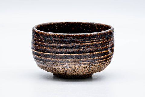 Japanese Matcha Bowl - Brown Speckled Spiraling Earthy Chawan - 300ml