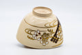 Tezumi — Japanese Matcha Bowl - Gold White Sakura Kyo-yaki Wan-nari Chawan - 250ml — inverted showing the foot ring