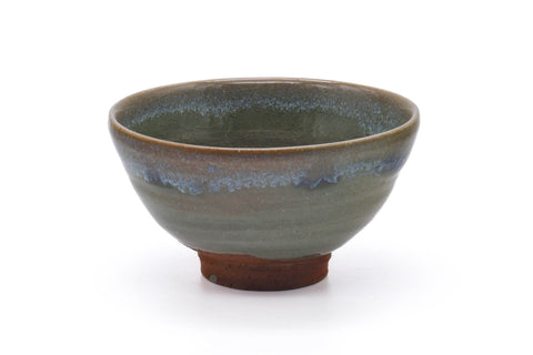 Japanese Matcha Bowl - Green Blue Hare's Fur Drip-Glazed Chawan - 350ml