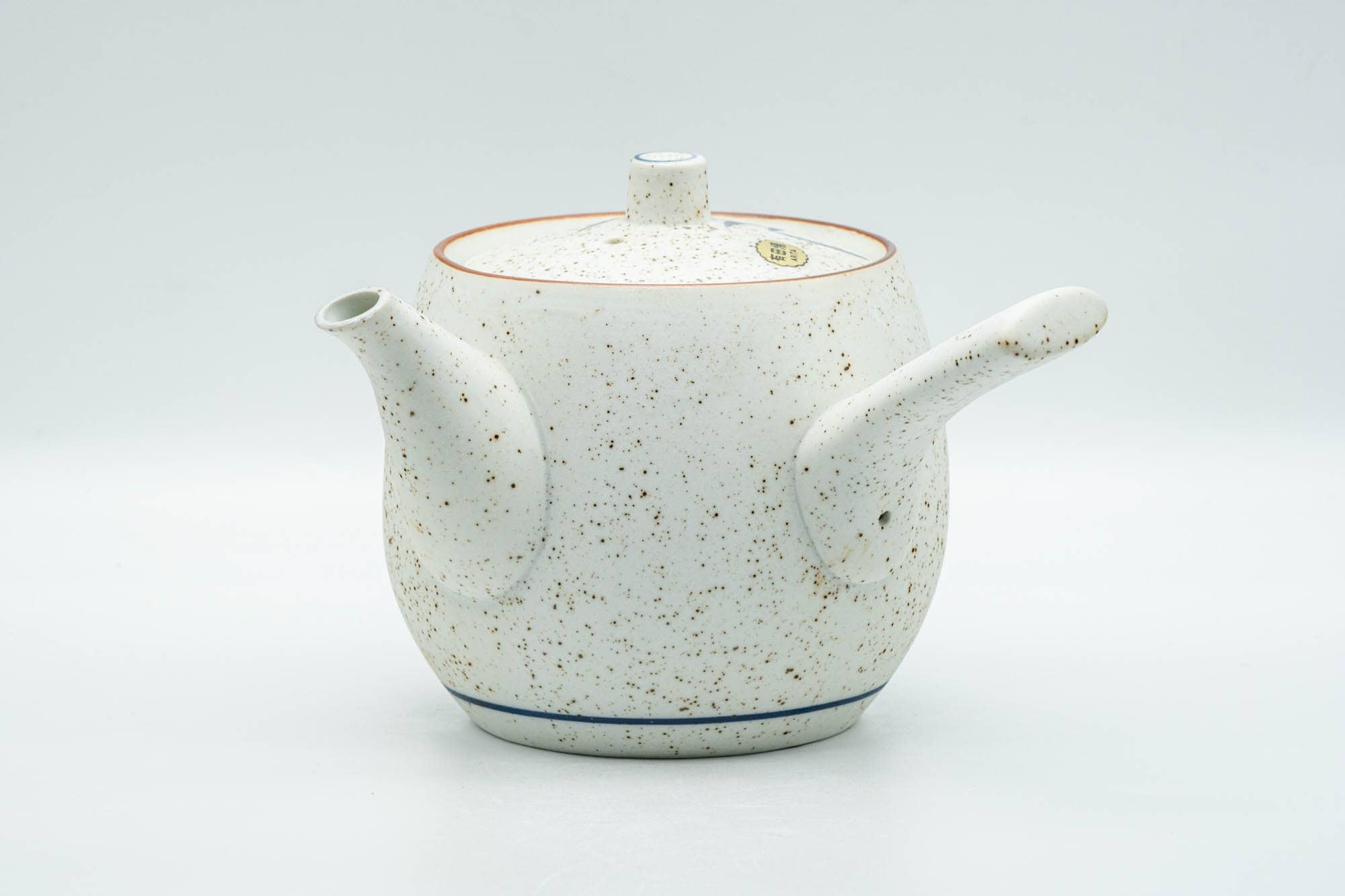 Japanese Tea Set - Blue Floral White Matte Glazed Arita-yaki Debeso Kyusu Teapot and 5 Yunomi Teacups - Tezumi