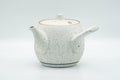 Tezumi — Japanese Tea Set - Blue Floral White Matte Glazed Arita-yaki Debeso Kyusu Teapot and 5 Yunomi Teacups — interior of the teapot showing the filter
