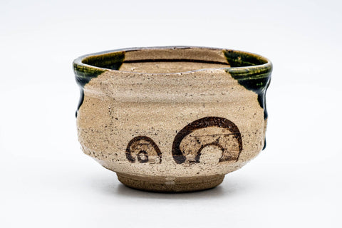 Japanese Matcha Bowl - 松本鐵山 Matsumoto Tetsuzan - Crazed Green Glazed Ao-Oribe Chawan - 350ml