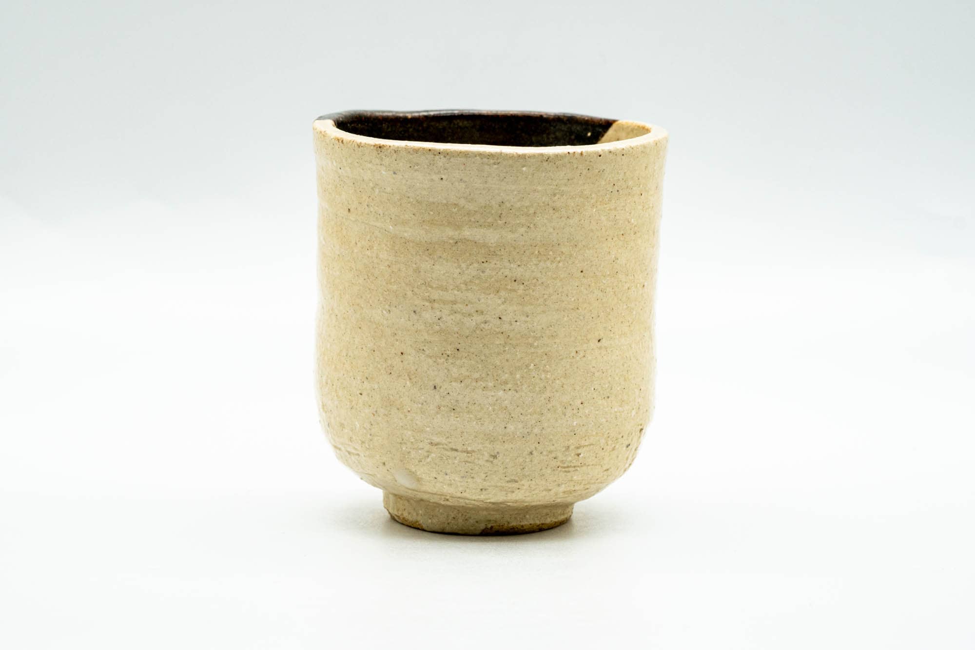 Japanese Teacup - Beige Black Glazed Weathered Yunomi - 170ml