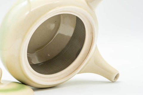 Japanese Kyusu - Lime Green Glazed Obi-ami 360-Degree Filter Teapot - 350ml - Tezumi