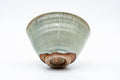 Japanese Matcha Bowl - Sage Hare's Fur Drip-Glazed Chawan - 450ml - angled view showing the body and foot