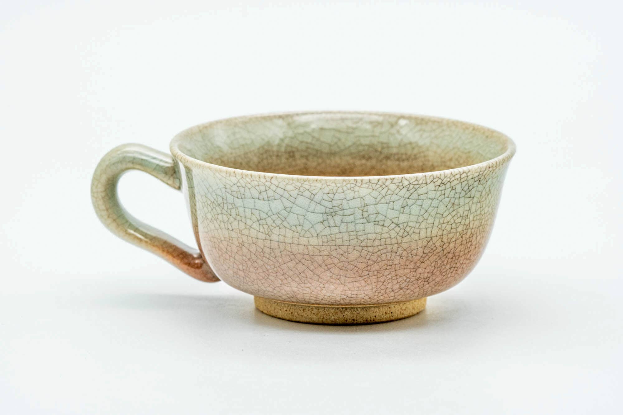 Japanese Teacup - 天鵬山 Tsubaki Kiln - Beige Weathered Hagi-yaki Ushirode Yunomi - 110ml