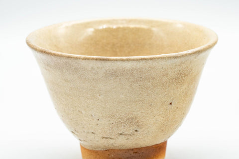 Japanese Teacup - Beige Caramel Hagi-yaki Yunomi - 120ml - view into the cup showing the glazed interior and rim