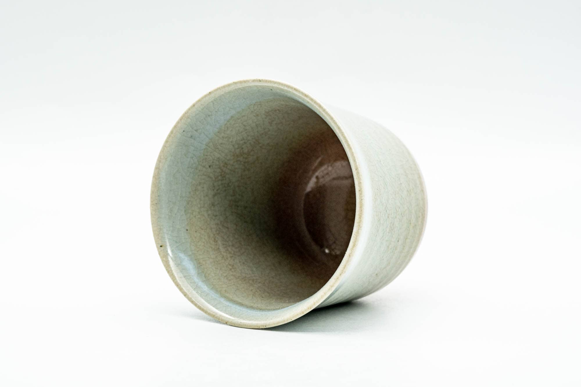 Japanese Teacup - 天鵬山 Tsubaki Kiln - Beige White Drip-Glazed Yunomi - 120ml