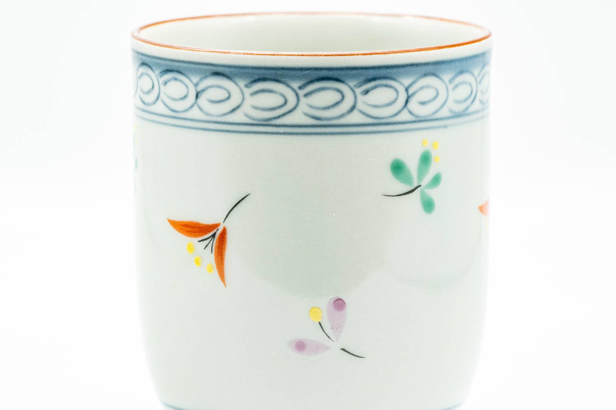 Japanese Teacup - Blue Floral Arita-yaki Yunomi - 170ml
