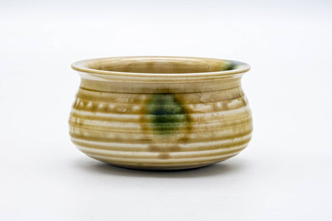 Japanese Kensui - Green Yellow Glazed Seto-yaki Tea Ceremony Water Bowl - 580ml