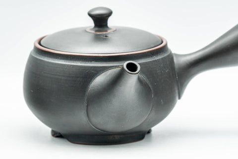 Japanese Kyusu - Black Kurodei Tokoname-yaki Ginkgo Leaf Teapot - 250ml - Tezumi