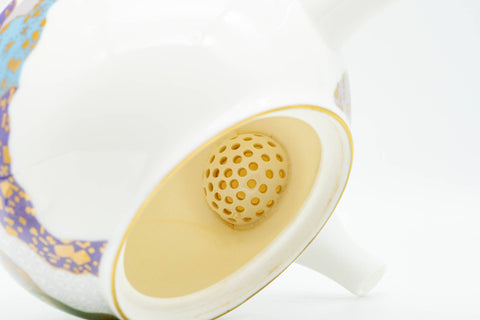 Japanese Kyusu - Wavy Decorated Porcelain Arita-yaki Debeso Teapot - 400ml