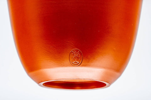 Japanese Teacup - Calligraphy Engraved Red Shudei Tokoname-yaki Yunomi - 130ml