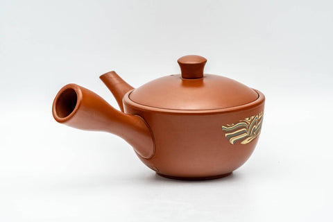 Japanese Kyusu - Akai Shinko 伸康 - Nerikomi Striped Tokoname-yaki Debeso Teapot - 150ml - Tezumi