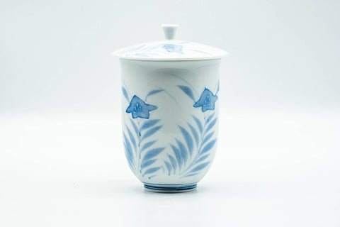 Japanese Teacup - Blue Floral Arita-yaki Lidded Yunomi - 170ml