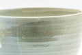 Japanese Matcha Bowl - White Floral Gold Green Glazed Wan-nari Chawan - 350ml - side closeup of the green glaze