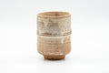 Japanese Teacup - Beige Bamboo-shaped Hagi-yaki Yunomi - 180ml - three-quarter view