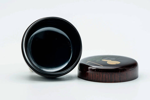 Japanese Natsume - Hira-natsume Flat Gourd Clear Lacquered Woodgrain Matcha Tea Caddy - 80ml