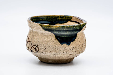 Japanese Matcha Bowl - 松本鐵山 Matsumoto Tetsuzan - Crazed Green Glazed Ao-Oribe Chawan - 350ml