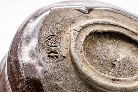 Japanese Matcha Bowl - 風山 - Red Oil Spot Glazed Kutsu-gata Chawan - 200ml