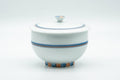 Japanese Teacup - Blue Orange Geometric Patterned Arita-yaki Lidded Yunomi - 140ml - Tezumi