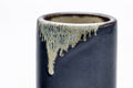 Tezumi — Japanese Teacup - Black Beige Drip-Glazed Ushirode Yunomi - 100ml — inverted showing the foot ring