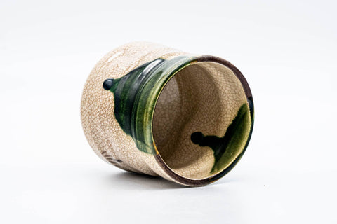 Japanese Matcha Bowl - Cream Green Drip-Glazed Ao-Oribe Chawan - 250ml