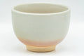 Japanese Teacups - Set of 3 Beige Pink Hagi-yaki Yunomi - 110ml - side view of a single cup