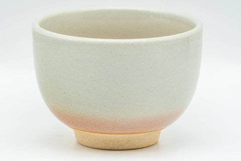 Japanese Teacups - Set of 3 Beige Pink Hagi-yaki Yunomi - 110ml - side view of a single cup
