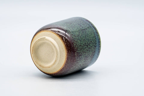 Japanese Teacup - Green Speckled Tsutsu-gata Yunomi - 140ml