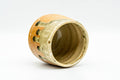Japanese Teacup - Orange Green Drip-Glazed Shigaraki-yaki Yunomi - inverted to show the unglazed foot