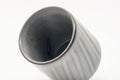 Tezumi — Japanese Teacup - Spiraling White Grey Glazed Yunomi - 130ml — inverted showing the foot ring
