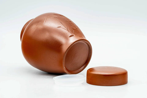 Japanese Chatsubo - Bamboo Engraved Red Shudei Tea Jar - 500ml