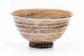 Japanese Matcha Bowl - Rokurome Speckled Irabo-style Chawan - 400ml - front view showing the speckled brown Irabo-style glaze with throwing rings