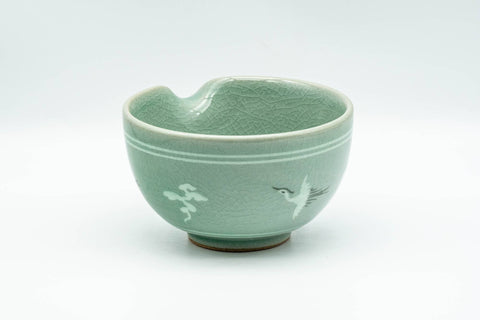 Korean Tea Set - Egret Green Celadon Katakuchi Water Cooler and 3 Guinomi Teacups