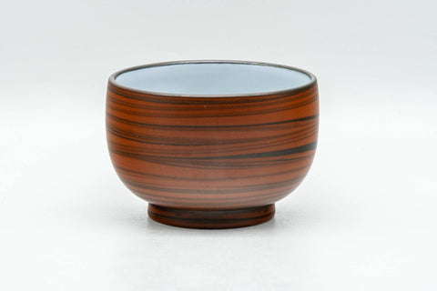 Tezumi — Japanese Teacup - Red Nerikomi White Inner Glazed Tokoname-yaki Yunomi - 90ml — front view from another angle