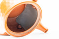 Japanese Kyusu - Scaled Tokoname-yaki Mesh Teapot - 240ml - interior view with the lid removed, showing the ceramic mesh filter