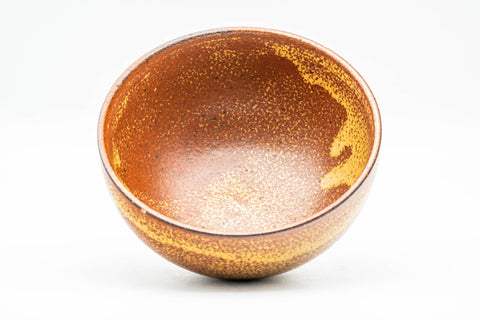 Japanese Matcha Bowl - Small Orange Drip-Glazed Wan-nari Chawan - 150ml