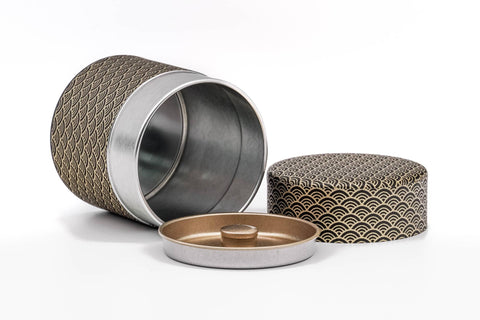 Black Gold Seigaiha Washi Tea Canister - 100g