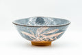 Japanese Matcha Bowl - Floral Blue Shino Glazed Summer Chawan - 200ml - side view