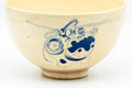 Japanese Matcha Bowl - Beige Blue Cat Kyo-yaki Chawan - 350ml - Tezumi