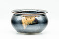 Tezumi — Japanese Kensui - Jet Black Hare's Fur Glazed Water Bowl - 450ml — front view