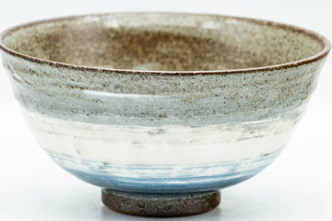 Japanese Matcha Bowl - Beige White Blue Glazed Chawan - 250ml
