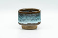 Tezumi — Japanese Teacups - Set of 4 Blue Hare's Fur Drip-Glazed Agano-yaki Guinomi - 35ml — three-quarter view