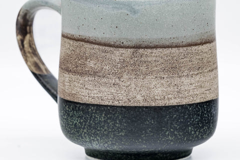 Grey Beige Black Striped Mino-yaki Mug - 280ml