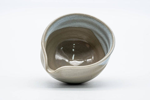Tezumi — Japanese Katakuchi - Beige White Glazed Hagi-yaki Yuzamashi Water Cooler - 100ml — tipped to show the interior