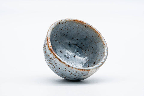 Japanese Teacup - Floral Blue Shino Glazed Mino-yaki Guinomi - 50ml